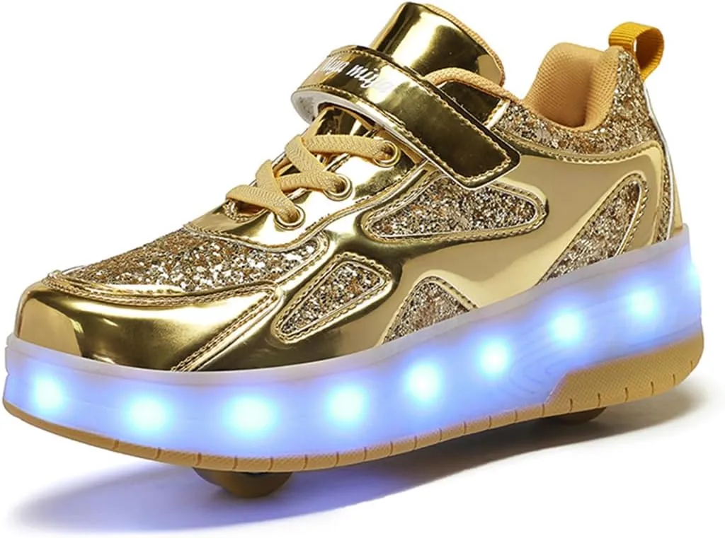 BFOEL Kids Roller Skates Light up Shoes with Double Wheel Shoes LED USB Charging Roller Sneakers for Girls Boys Birthday Christmas Day Best Gift
