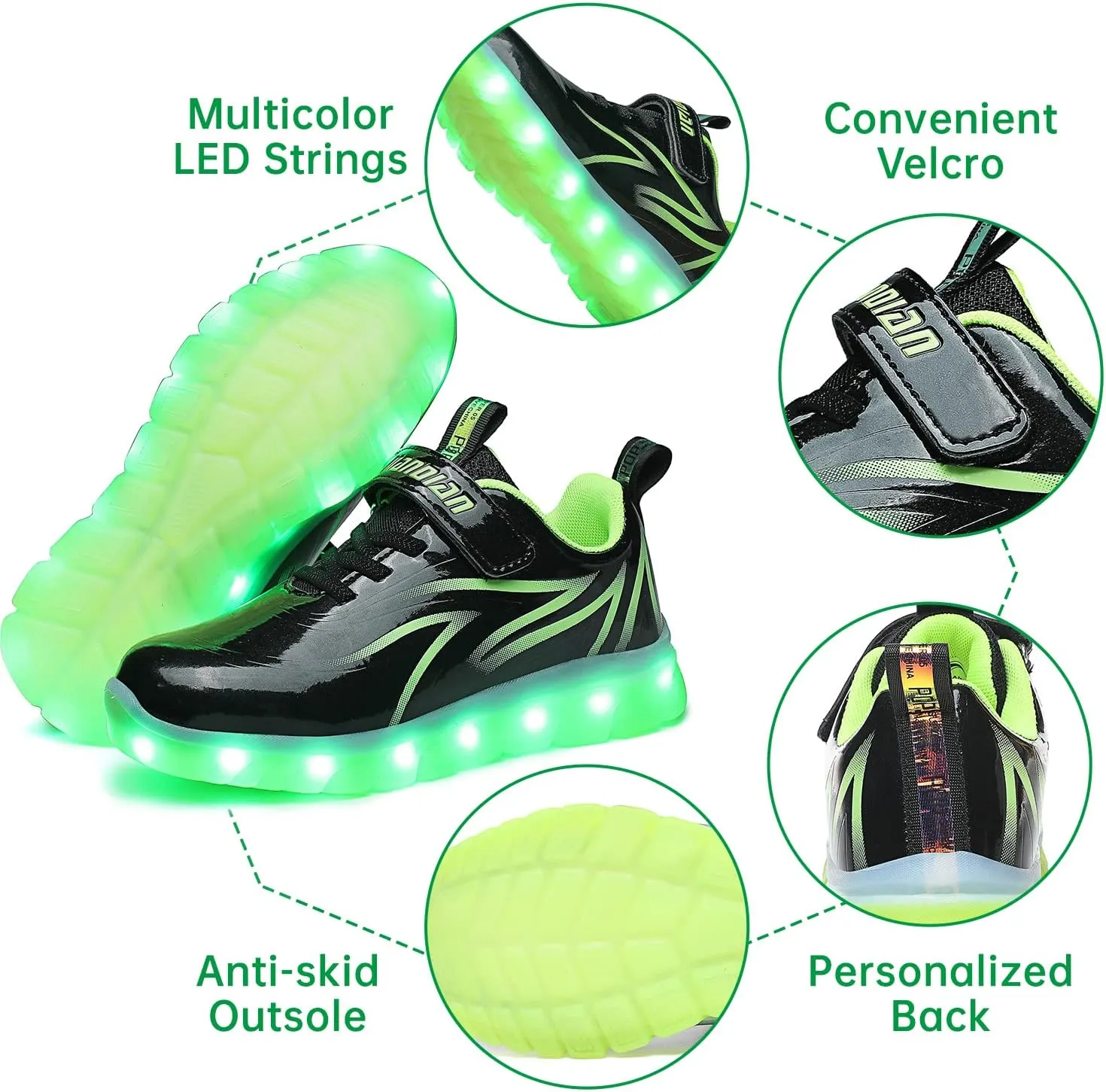 BFOEL Spider Light up Shoes for Boys Girls Walking Sneaker with USB Charging Birthday Thanksgiving Christmas Day Best Gift