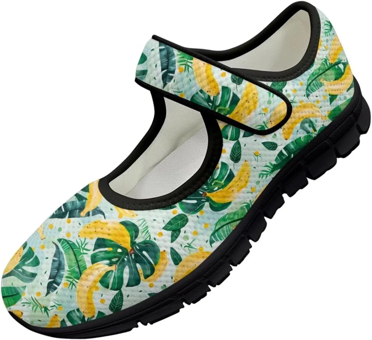 Binienty Women's Flats Mesh Mary Jane Shoes Round Toe Buckle Strap Tennis Walking Shoes Beach Travel Footwear
