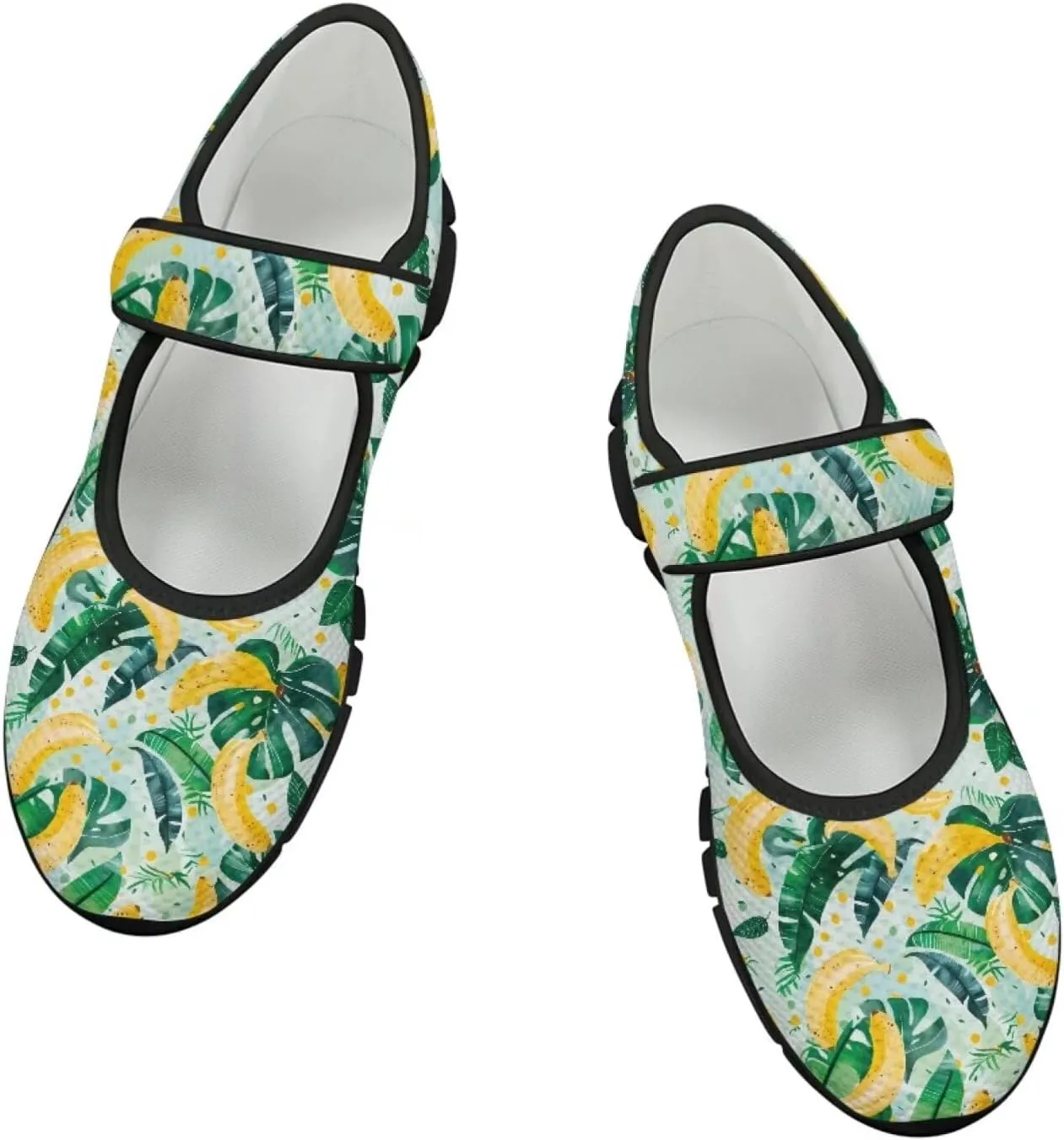 Binienty Women's Flats Mesh Mary Jane Shoes Round Toe Buckle Strap Tennis Walking Shoes Beach Travel Footwear