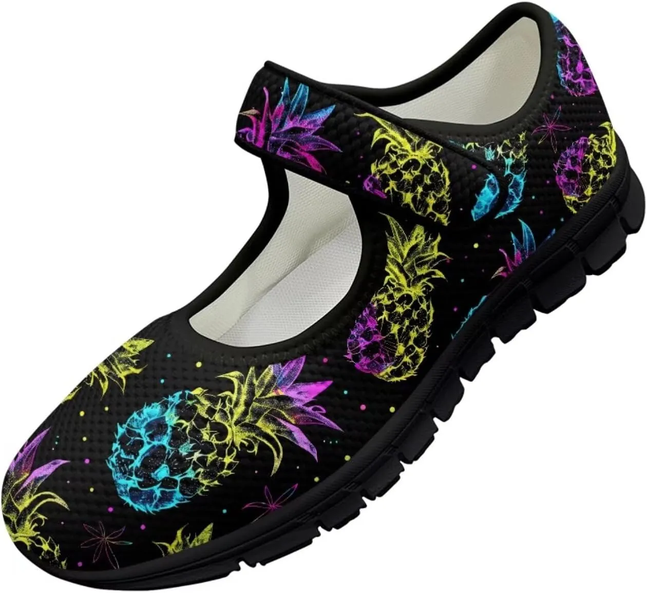 Binienty Women's Flats Mesh Mary Jane Shoes Round Toe Buckle Strap Tennis Walking Shoes Beach Travel Footwear