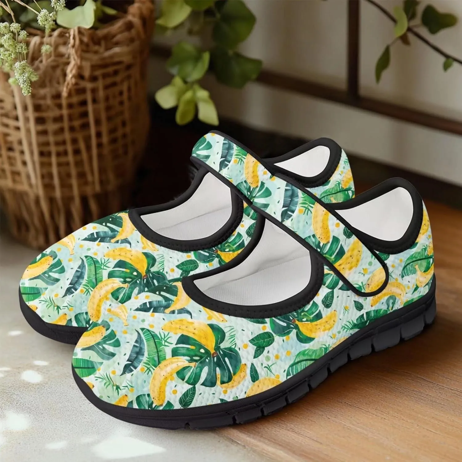 Binienty Women's Flats Mesh Mary Jane Shoes Round Toe Buckle Strap Tennis Walking Shoes Beach Travel Footwear