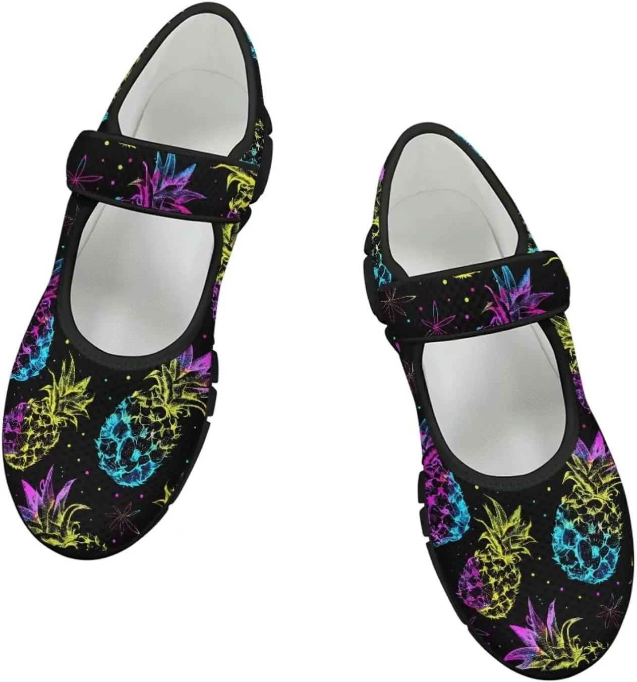 Binienty Women's Flats Mesh Mary Jane Shoes Round Toe Buckle Strap Tennis Walking Shoes Beach Travel Footwear