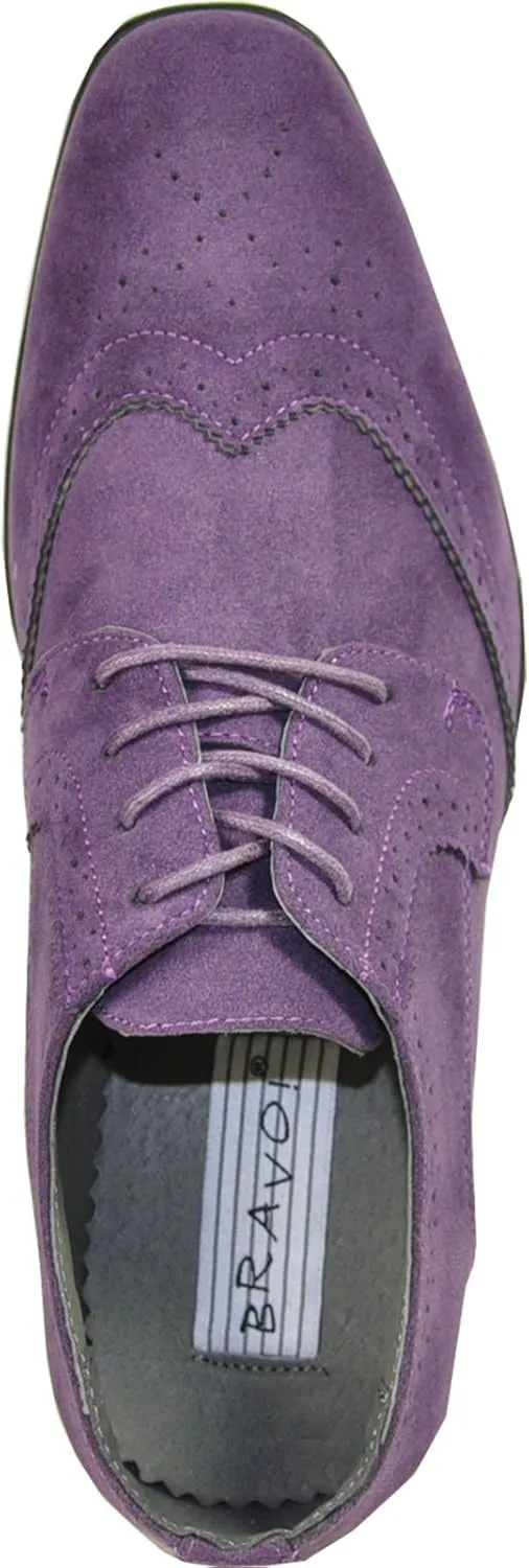 BRAVO Men Dress Shoe KING-3 Classic Faux Suede Oxford with Leather
