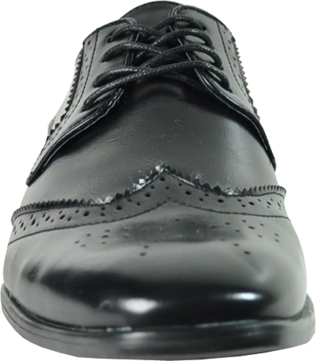 bravo! Men Dress Shoe King Classic Lace-up Oxford Plain or Cap Toe or Wingtip Leather Sock Medium and Wide Width Size from 6 to 18 Black Brown Cognac Blue Purple Red