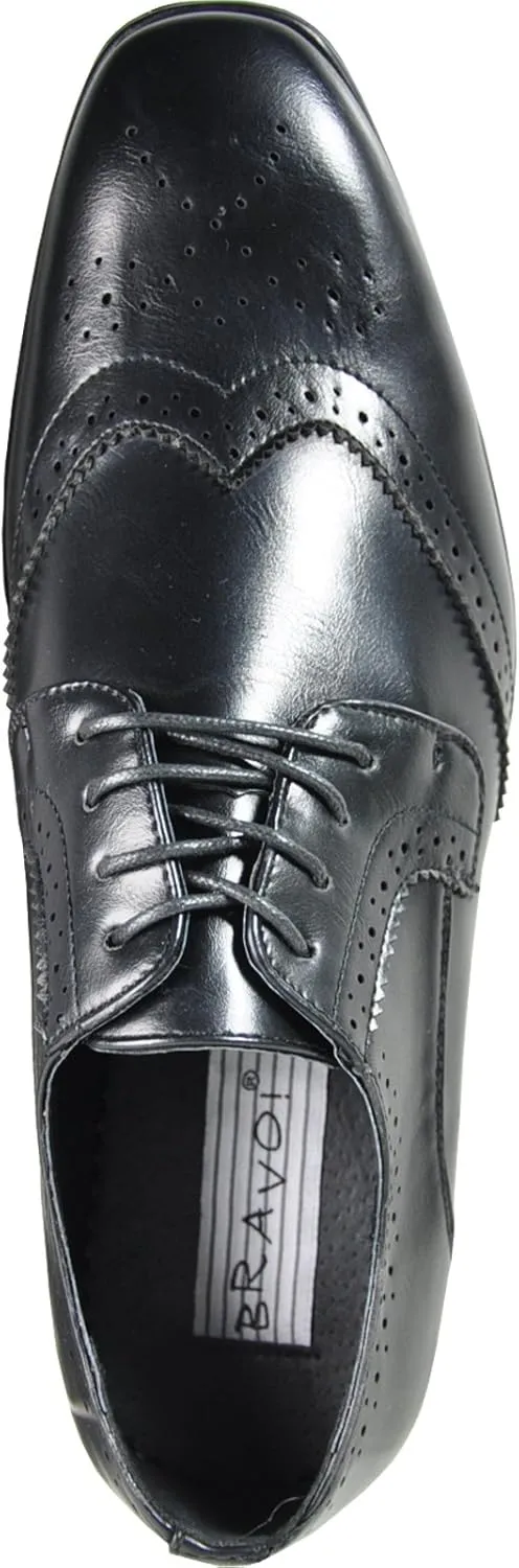 bravo! Men Dress Shoe King Classic Lace-up Oxford Plain or Cap Toe or Wingtip Leather Sock Medium and Wide Width Size from 6 to 18 Black Brown Cognac Blue Purple Red