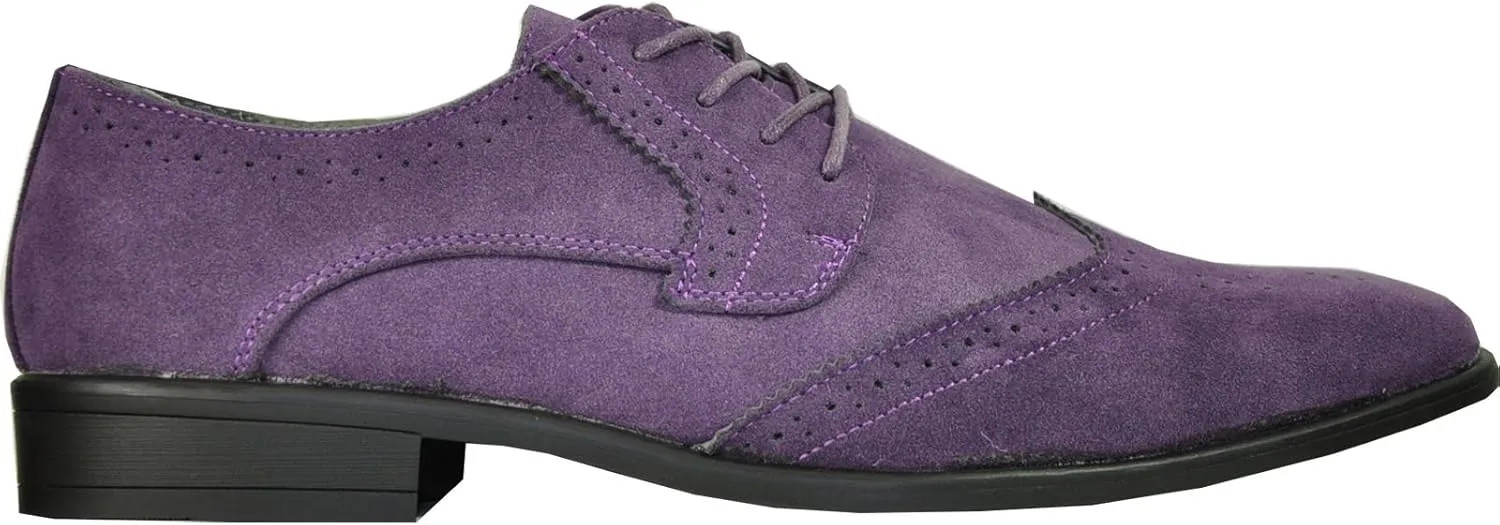 bravo! Men Dress Shoe King Classic Lace-up Oxford Plain or Cap Toe or Wingtip Leather Sock Medium and Wide Width Size from 6 to 18 Black Brown Cognac Blue Purple Red