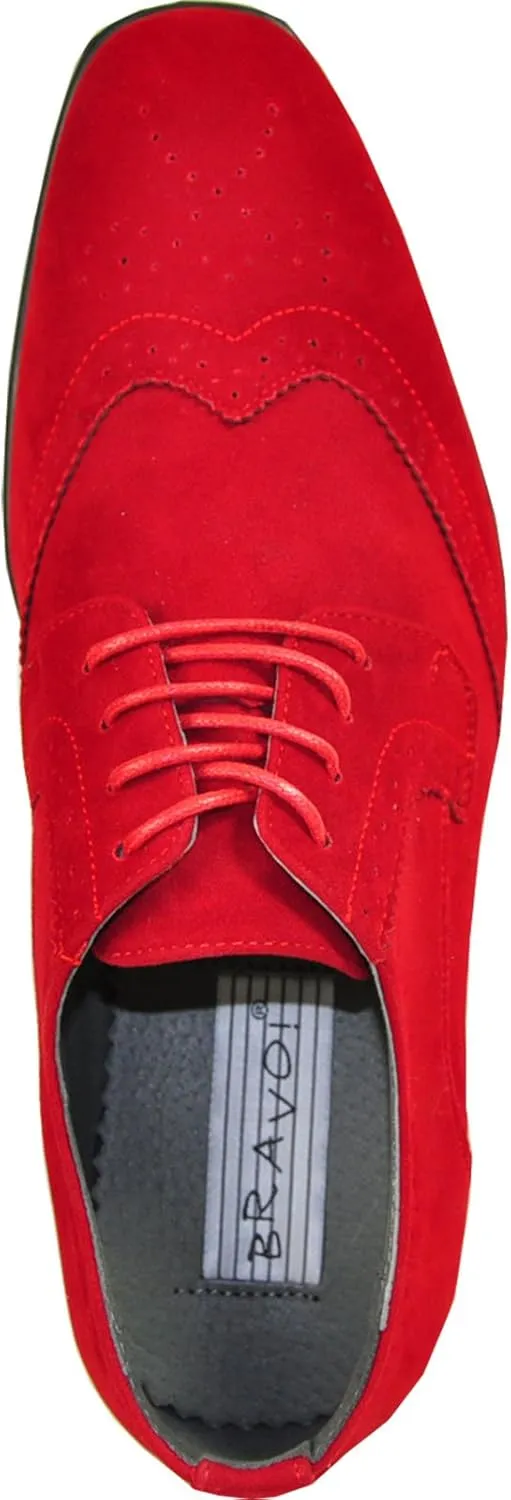 bravo! Men Dress Shoe King Classic Lace-up Oxford Plain or Cap Toe or Wingtip Leather Sock Medium and Wide Width Size from 6 to 18 Black Brown Cognac Blue Purple Red
