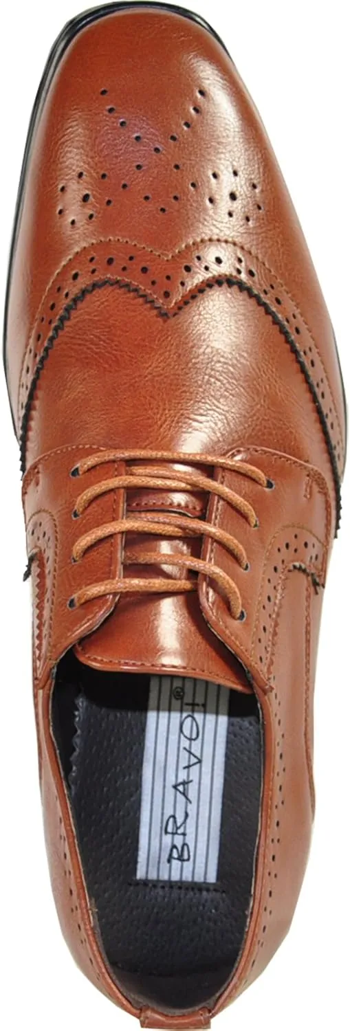 bravo! Men Dress Shoe King Classic Lace-up Oxford Plain or Cap Toe or Wingtip Leather Sock Medium and Wide Width Size from 6 to 18 Black Brown Cognac Blue Purple Red