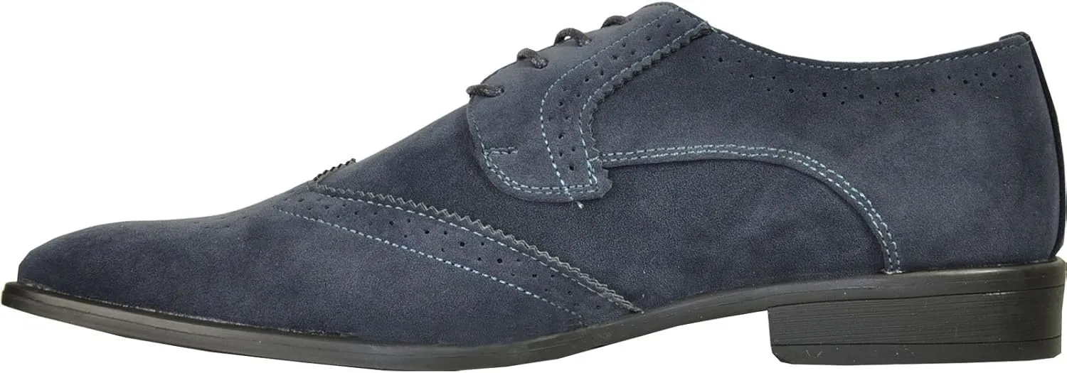 bravo! Men Dress Shoe King Classic Lace-up Oxford Plain or Cap Toe or Wingtip Leather Sock Medium and Wide Width Size from 6 to 18 Black Brown Cognac Blue Purple Red