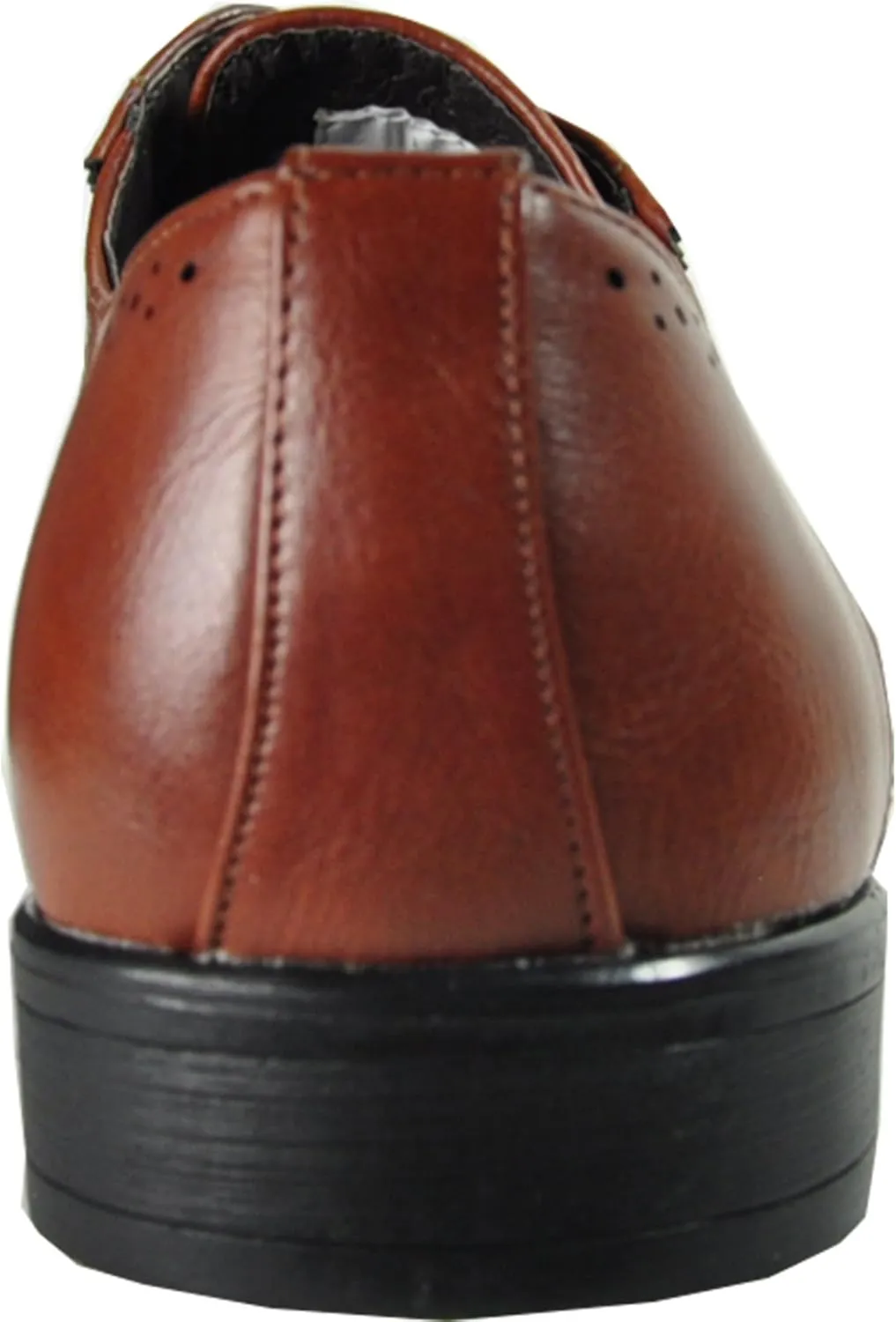 bravo! Men Dress Shoe King Classic Lace-up Oxford Plain or Cap Toe or Wingtip Leather Sock Medium and Wide Width Size from 6 to 18 Black Brown Cognac Blue Purple Red