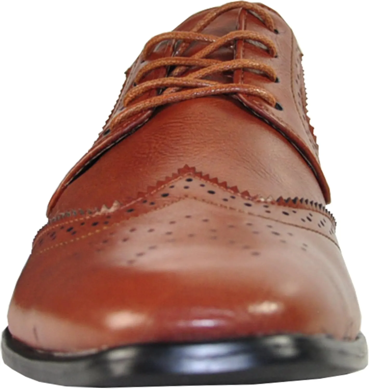 bravo! Men Dress Shoe King Classic Lace-up Oxford Plain or Cap Toe or Wingtip Leather Sock Medium and Wide Width Size from 6 to 18 Black Brown Cognac Blue Purple Red