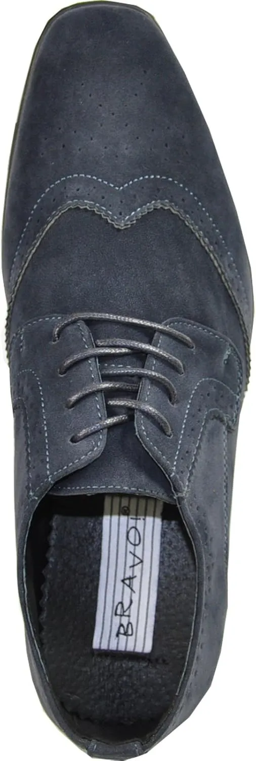 bravo! Men Dress Shoe King Classic Lace-up Oxford Plain or Cap Toe or Wingtip Leather Sock Medium and Wide Width Size from 6 to 18 Black Brown Cognac Blue Purple Red