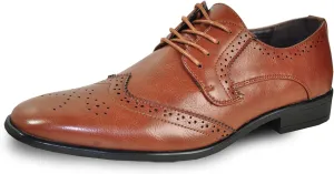 bravo! Men Dress Shoe King Classic Lace-up Oxford Plain or Cap Toe or Wingtip Leather Sock Medium and Wide Width Size from 6 to 18 Black Brown Cognac Blue Purple Red