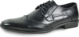 bravo! Men Dress Shoe King Classic Lace-up Oxford Plain or Cap Toe or Wingtip Leather Sock Medium and Wide Width Size from 6 to 18 Black Brown Cognac Blue Purple Red