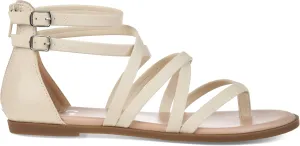 Brinley Co Comfort Womens Dual Buckle Gladiator Sandal Ivory, 7.5 Regular US