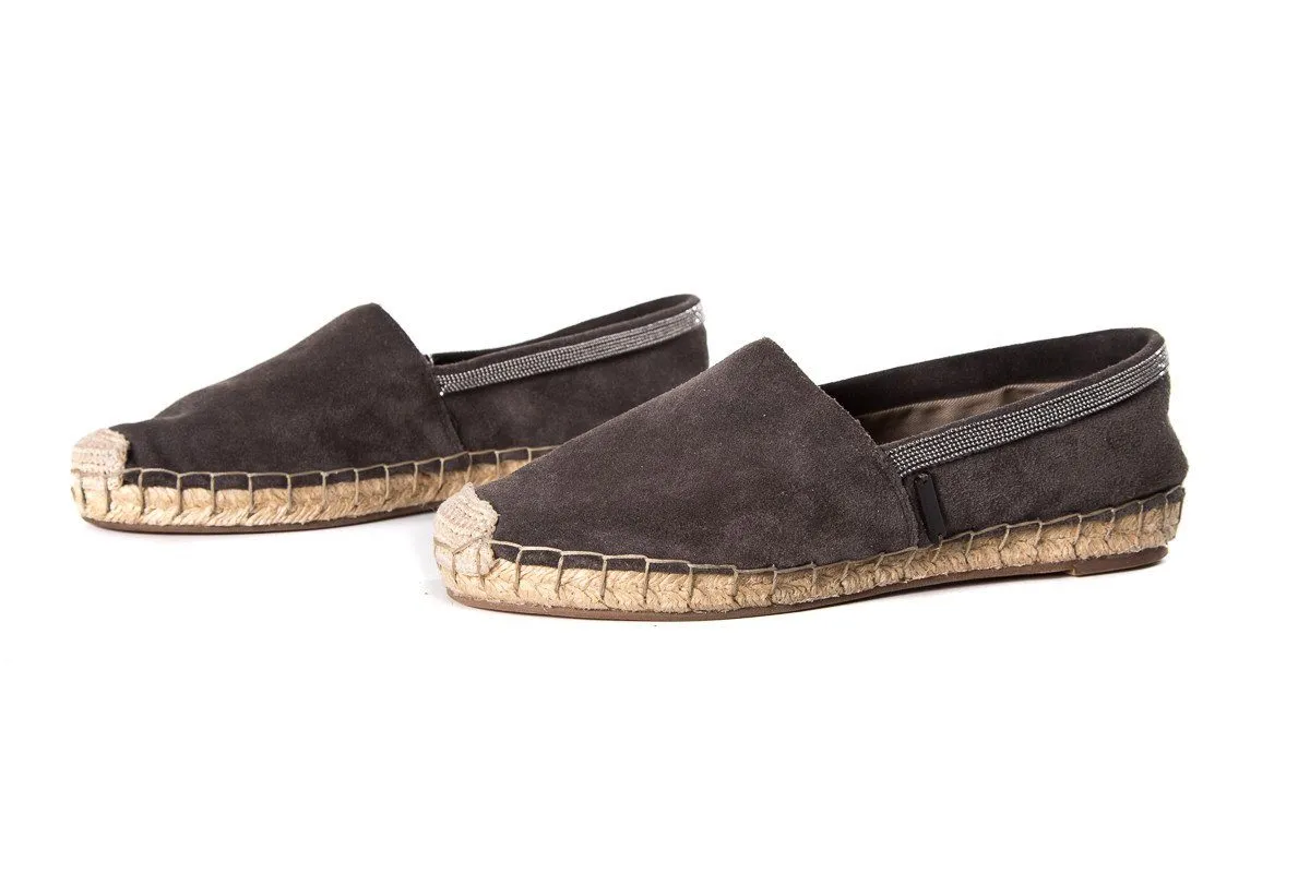 Brunello Cucinell Grey & White Espadrille Flats SZ 36