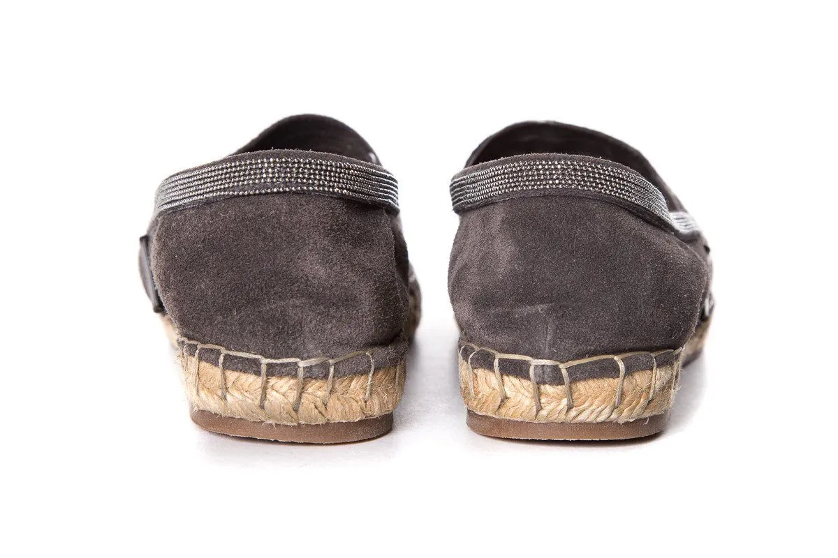 Brunello Cucinell Grey & White Espadrille Flats SZ 36