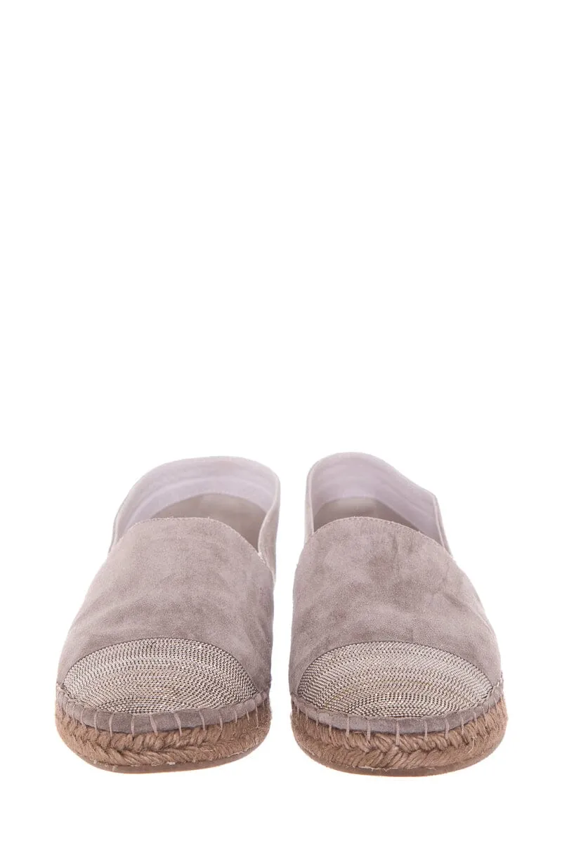 Brunello Cucinelli Taupe Suede Espadrille SZ 40.5