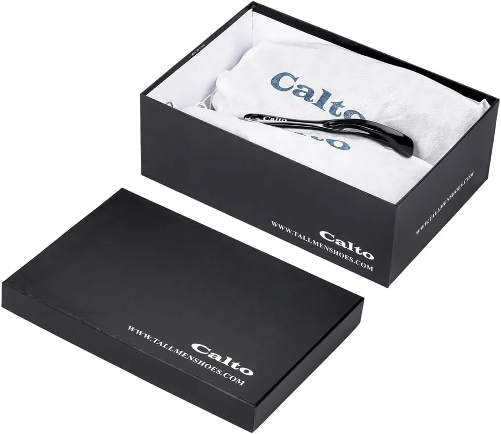 CALTO Men's Invisible Height Increasing Elevator Shoes - Navy Blue/White Sole Lace-up Corduroy Ankle Top Sneak-Boot - 2.6 Inches Taller - S4132 - Size 13 D(M) US