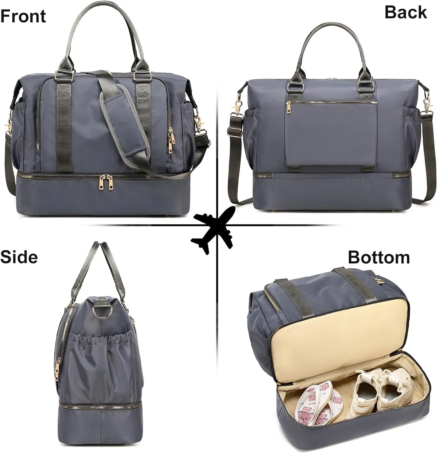 CAMTOP Women Ladies Travel Weekender Bag Overnight Duffel Carry-on Tote Bag fit 15.6 Inch Laptop Computer