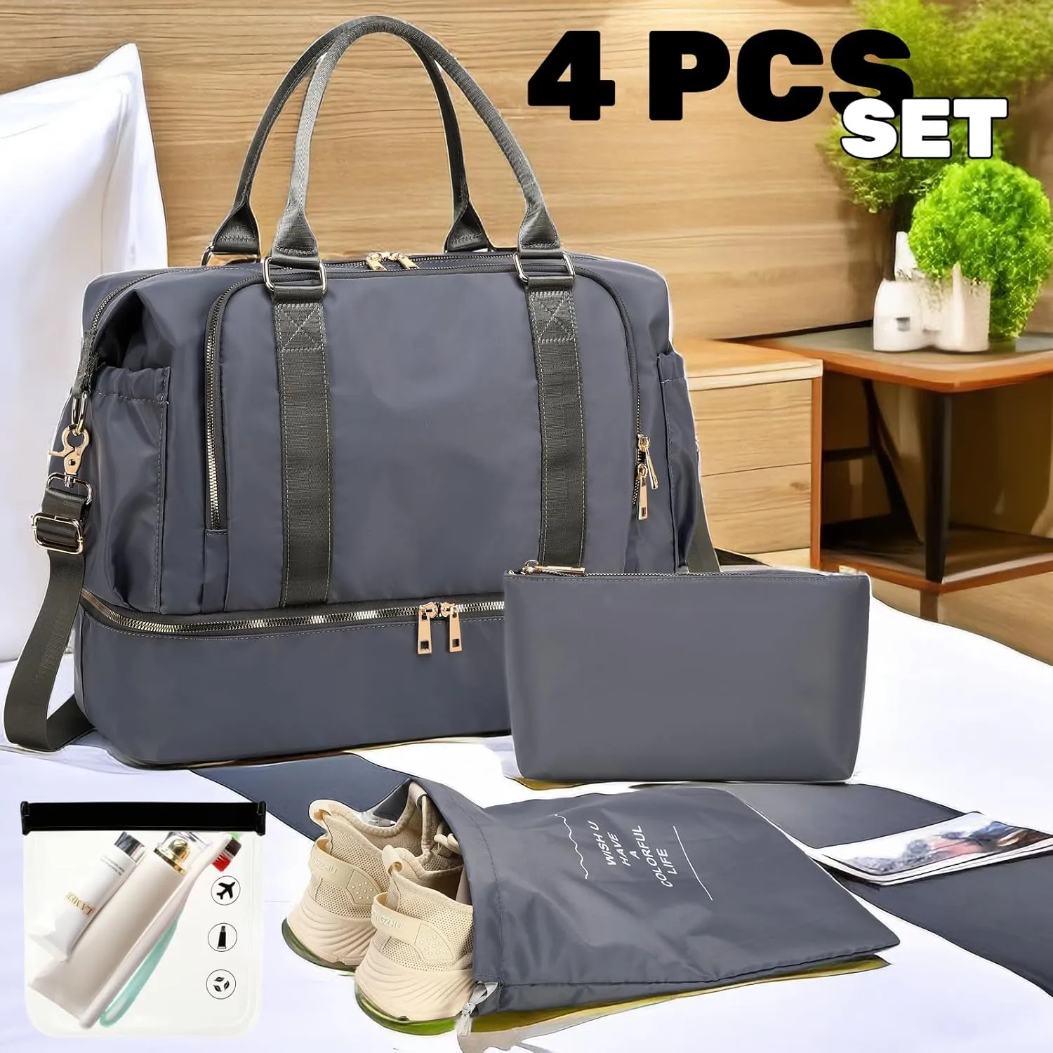 CAMTOP Women Ladies Travel Weekender Bag Overnight Duffel Carry-on Tote Bag fit 15.6 Inch Laptop Computer