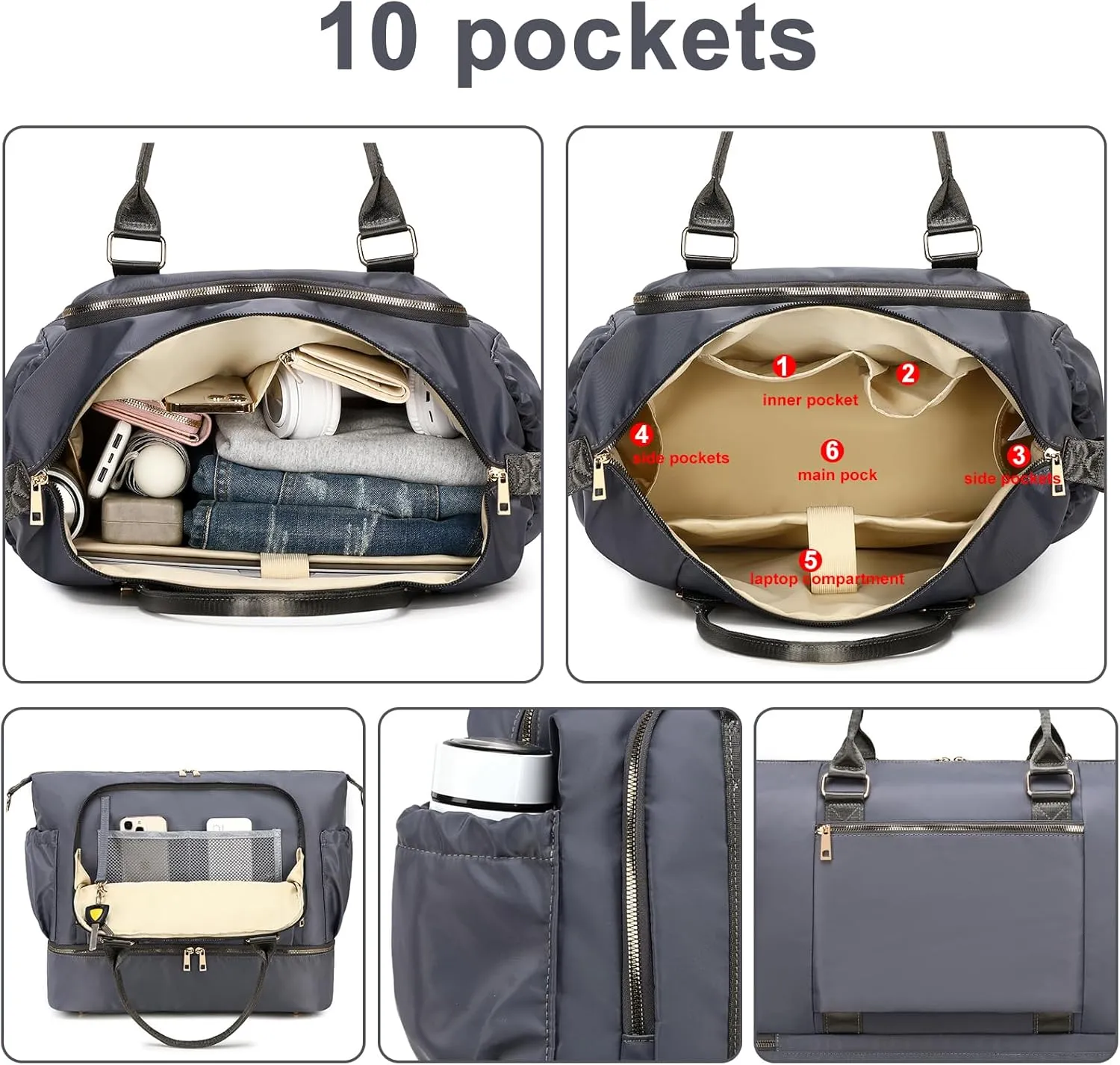 CAMTOP Women Ladies Travel Weekender Bag Overnight Duffel Carry-on Tote Bag fit 15.6 Inch Laptop Computer