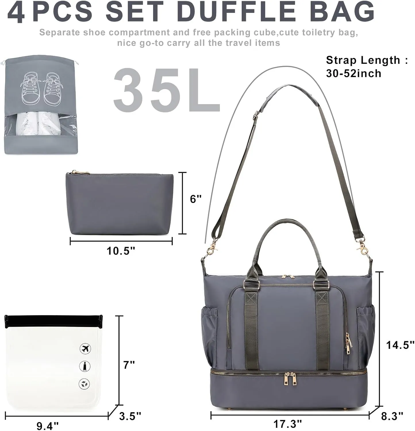 CAMTOP Women Ladies Travel Weekender Bag Overnight Duffel Carry-on Tote Bag fit 15.6 Inch Laptop Computer