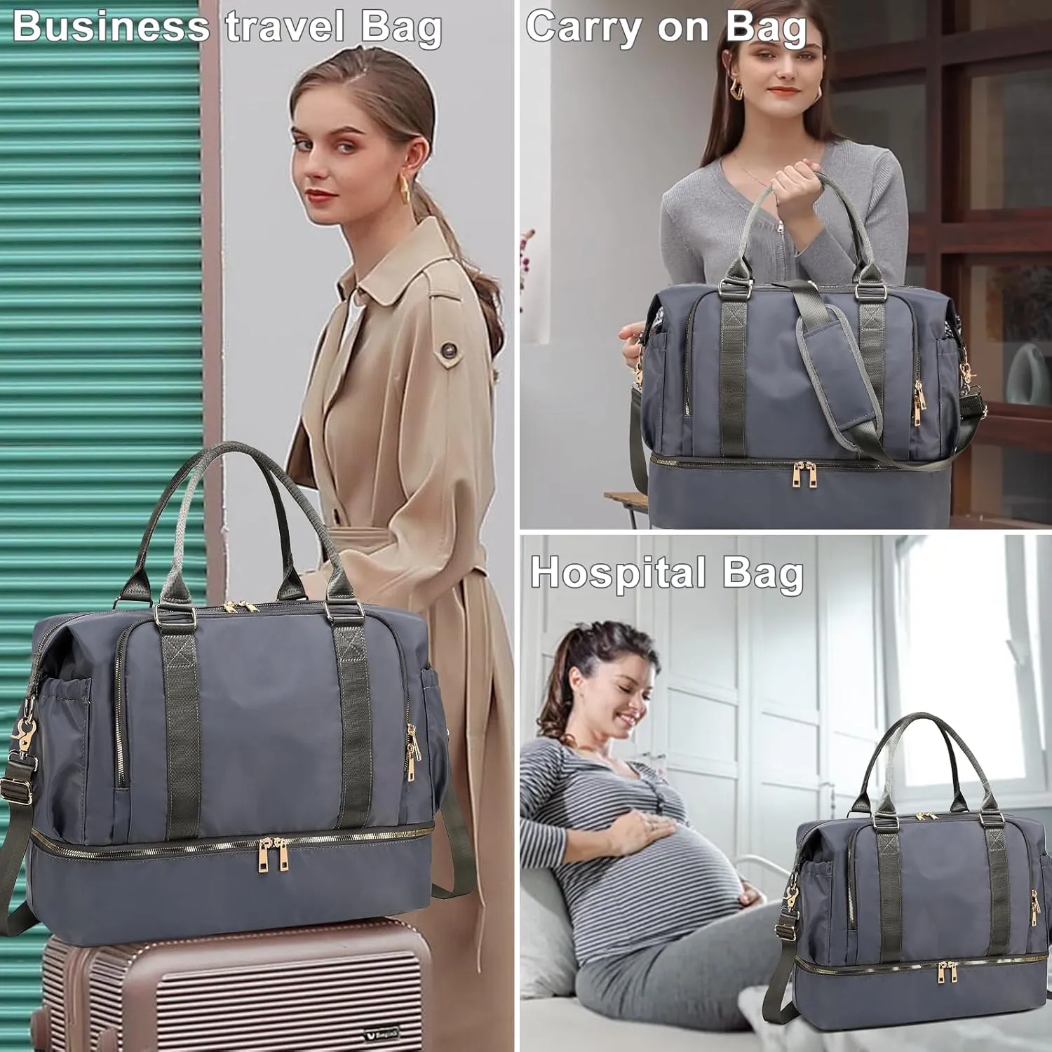 CAMTOP Women Ladies Travel Weekender Bag Overnight Duffel Carry-on Tote Bag fit 15.6 Inch Laptop Computer
