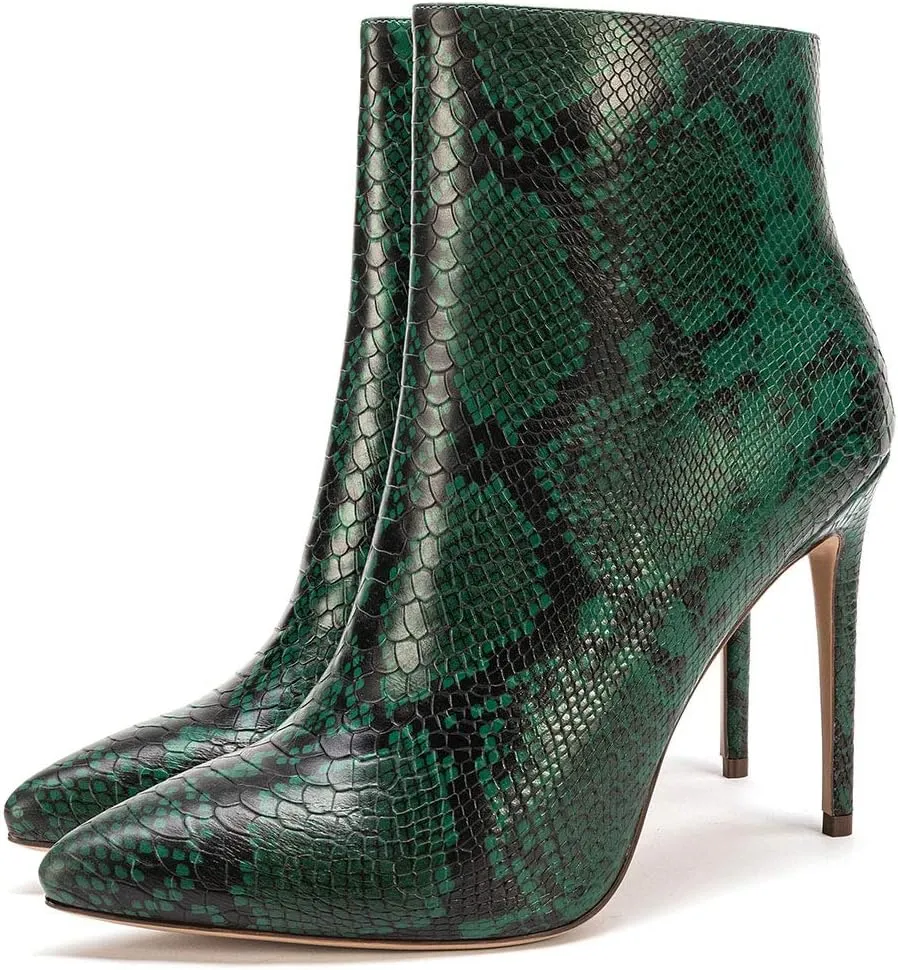 Castamere Womens High Heel Ankle Boots Pointed Toe Slip-on Buckle Stiletto Boot 10CM Heels