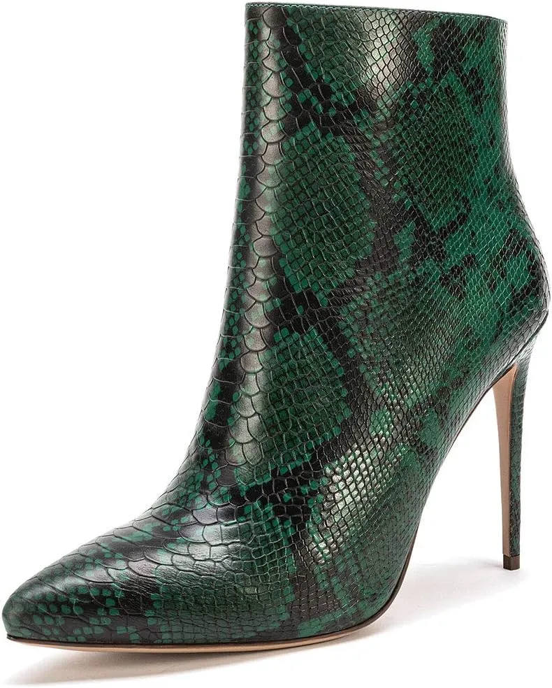 Castamere Womens High Heel Ankle Boots Pointed Toe Slip-on Buckle Stiletto Boot 10CM Heels