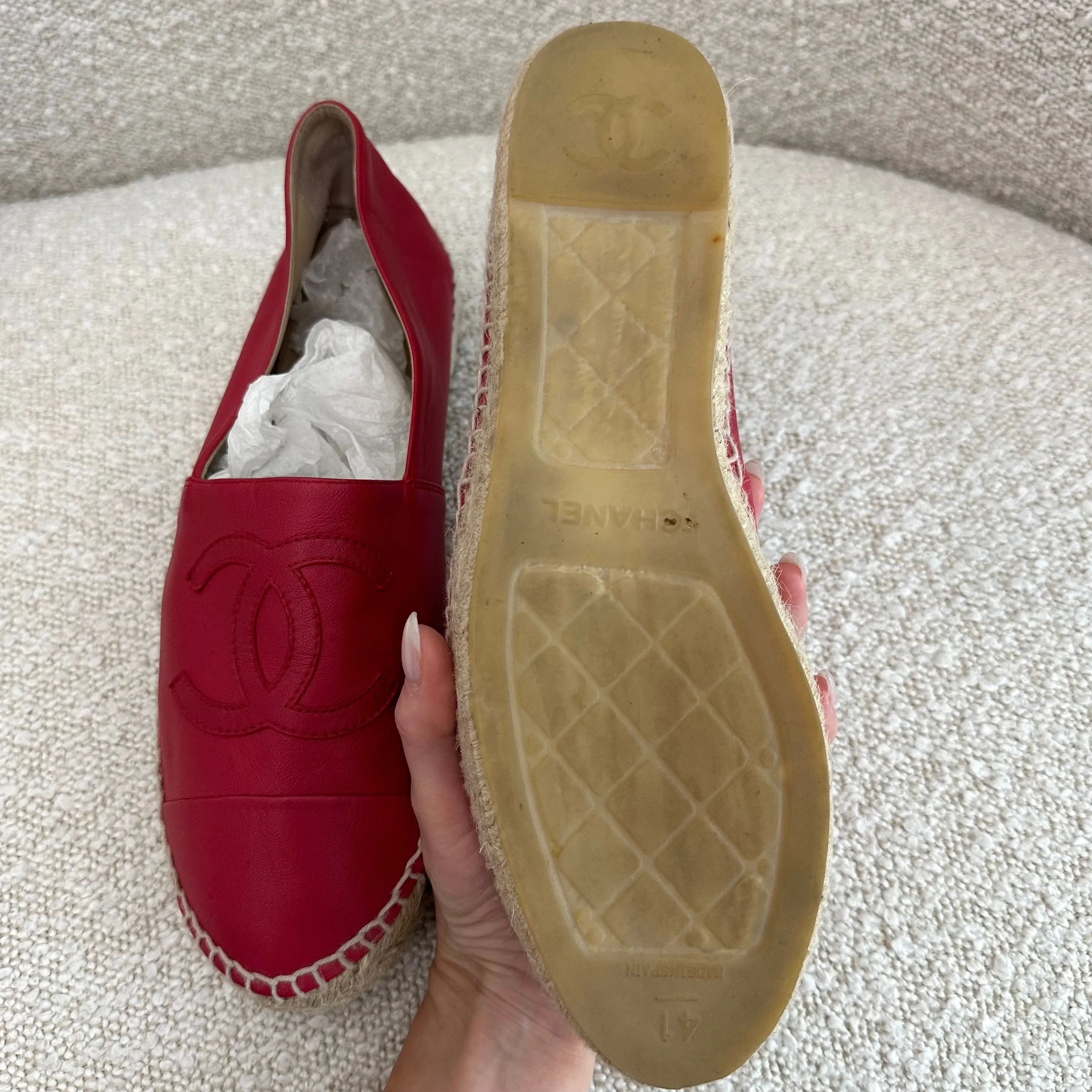 Chanel Red Espadrilles Size 10