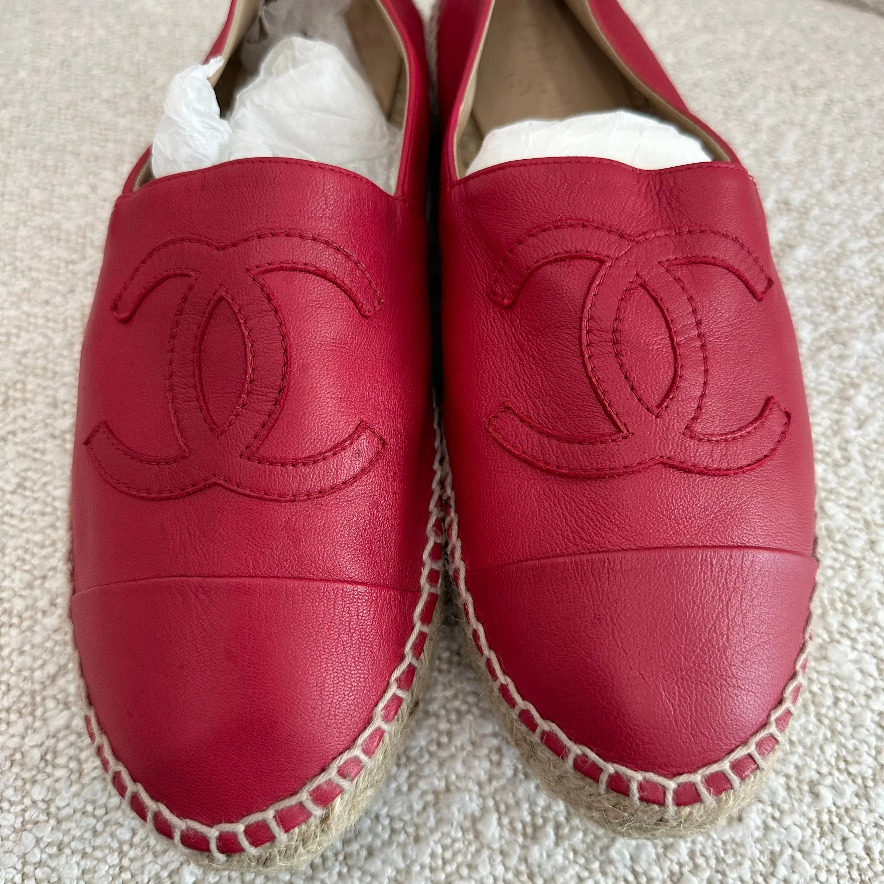 Chanel Red Espadrilles Size 10