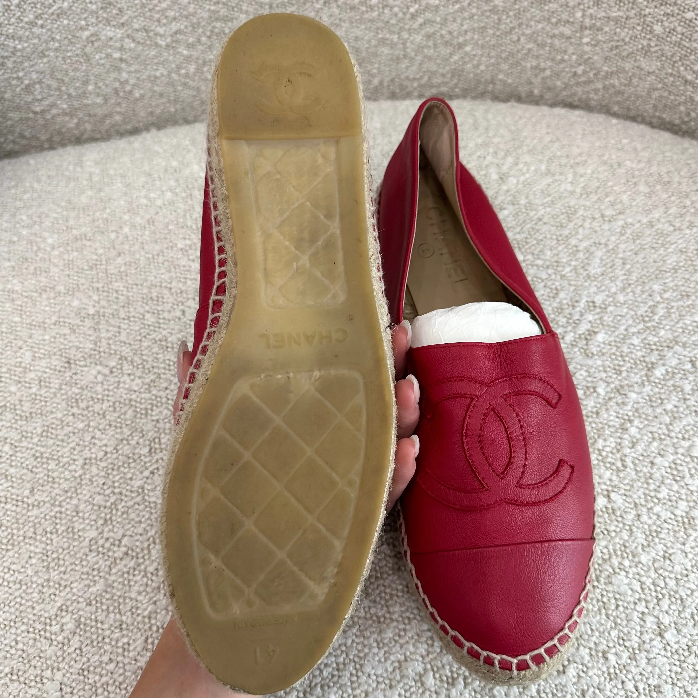 Chanel Red Espadrilles Size 10