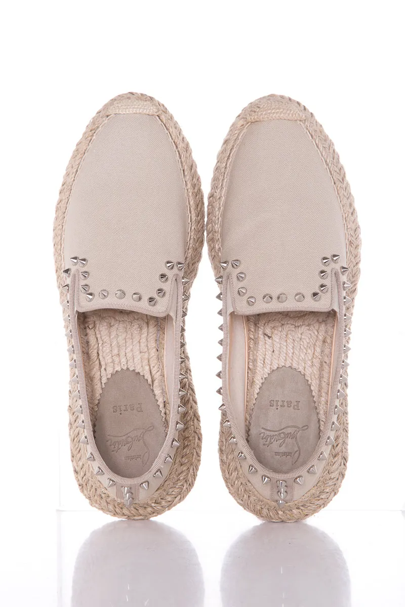 Christian Louboutin Taupe Studded Espadrille SZ 39