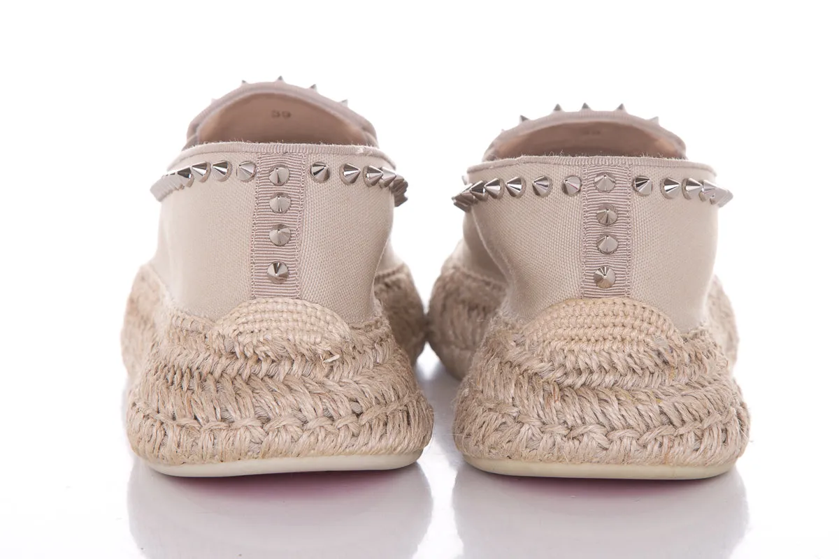 Christian Louboutin Taupe Studded Espadrille SZ 39
