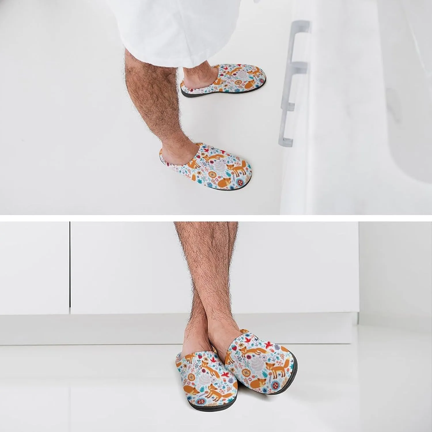 Christmas House Slippers For Woman Mens Memory Foam Bedroom Slippers Indoor Outdoor Slip-On Shoes Funny Fall Slippers