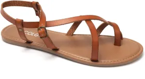 Colgo Women's Summer Strappy Flat Sandals, Adjustable Casual Fisherman Sandal with Open Toe Slingback Gladiator Sandals