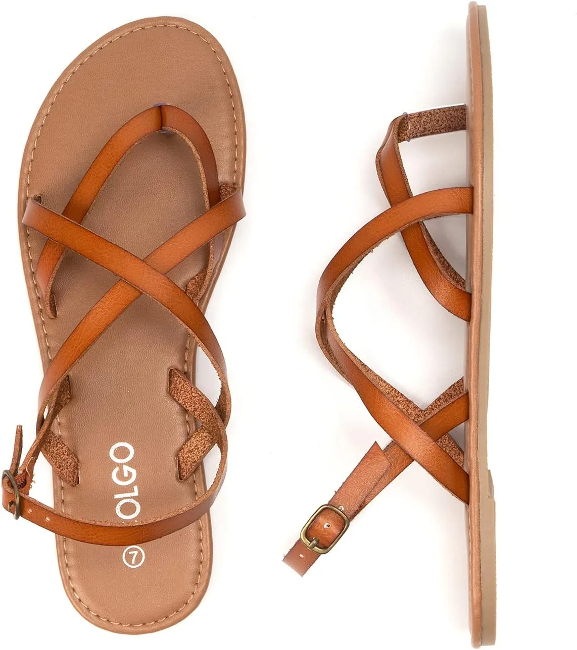 Colgo Women's Summer Strappy Flat Sandals, Adjustable Casual Fisherman Sandal with Open Toe Slingback Gladiator Sandals