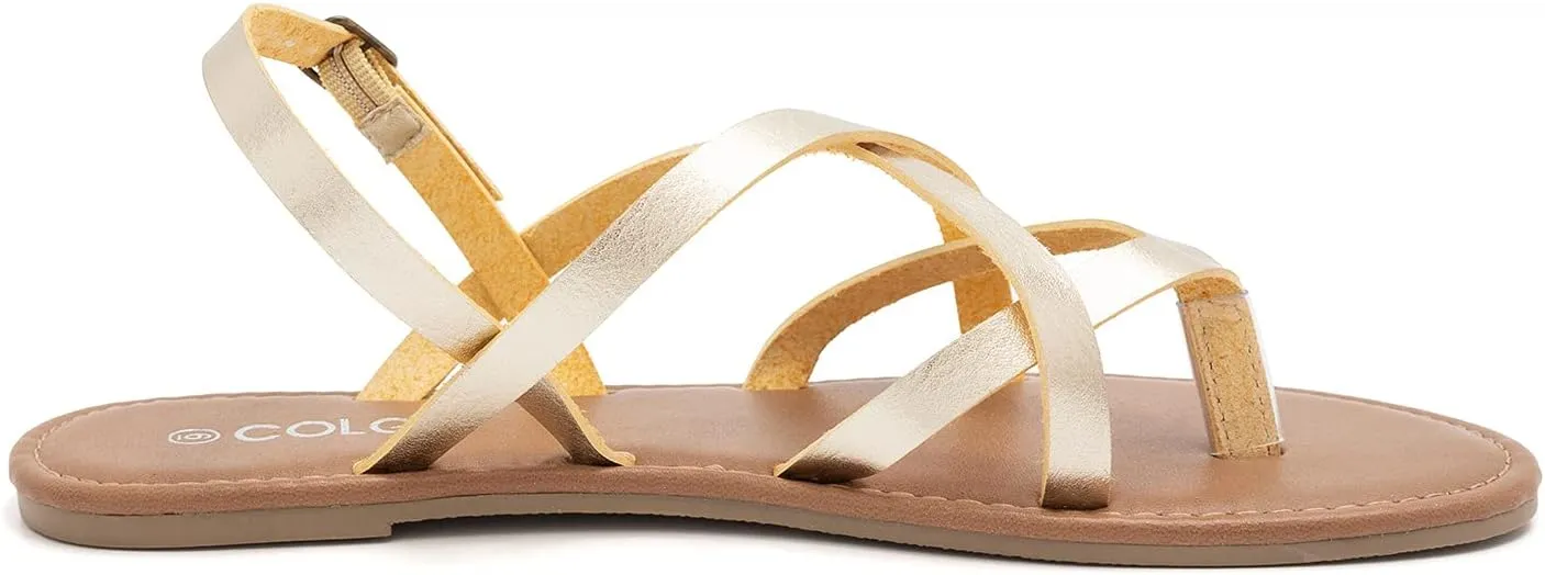 Colgo Women's Summer Strappy Flat Sandals, Adjustable Casual Fisherman Sandal with Open Toe Slingback Gladiator Sandals
