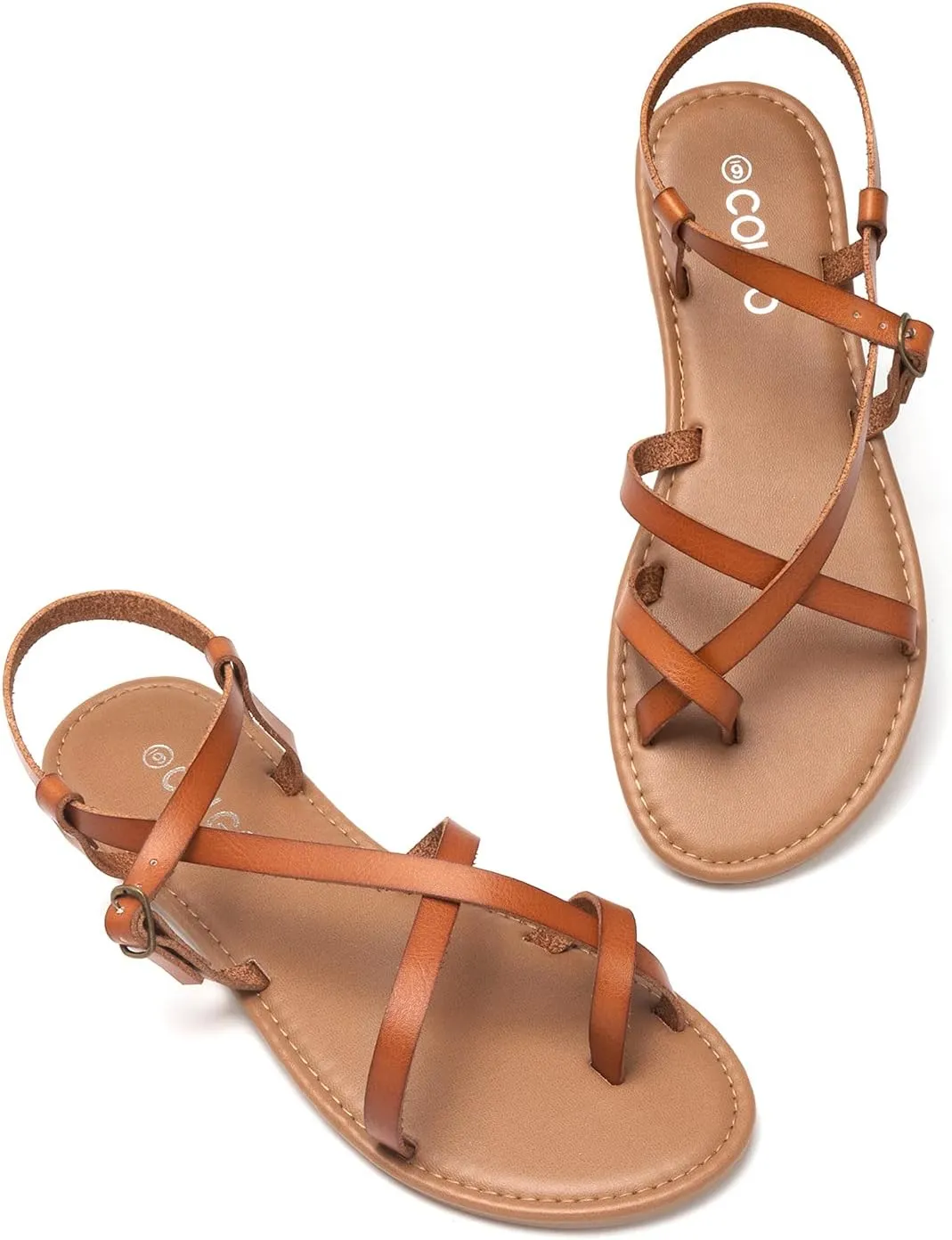 Colgo Women's Summer Strappy Flat Sandals, Adjustable Casual Fisherman Sandal with Open Toe Slingback Gladiator Sandals