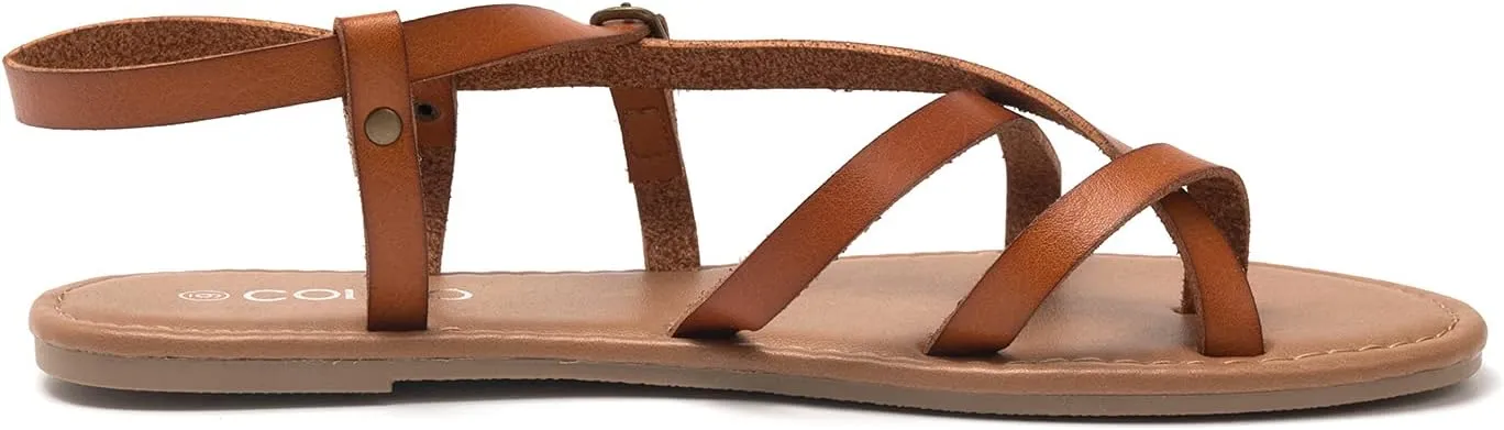 Colgo Women's Summer Strappy Flat Sandals, Adjustable Casual Fisherman Sandal with Open Toe Slingback Gladiator Sandals