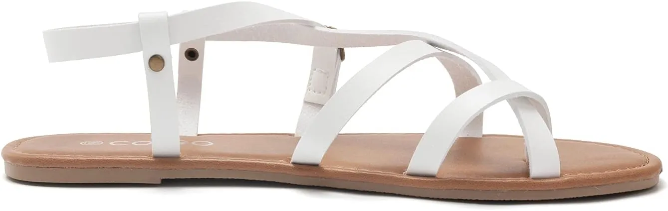 Colgo Women's Summer Strappy Flat Sandals, Adjustable Casual Fisherman Sandal with Open Toe Slingback Gladiator Sandals
