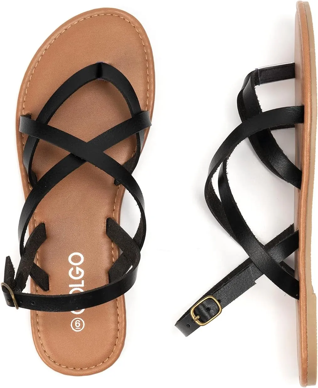 Colgo Women's Summer Strappy Flat Sandals, Adjustable Casual Fisherman Sandal with Open Toe Slingback Gladiator Sandals