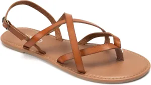 Colgo Women's Summer Strappy Flat Sandals, Adjustable Casual Fisherman Sandal with Open Toe Slingback Gladiator Sandals