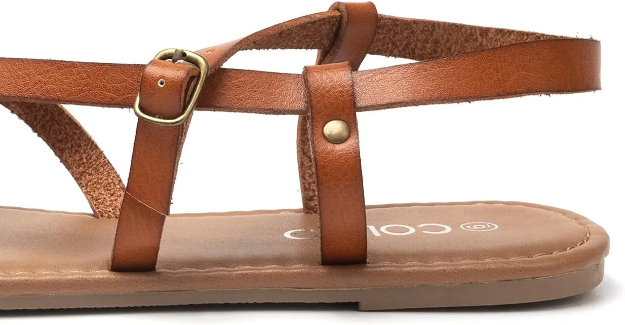 Colgo Women's Summer Strappy Flat Sandals, Adjustable Casual Fisherman Sandal with Open Toe Slingback Gladiator Sandals