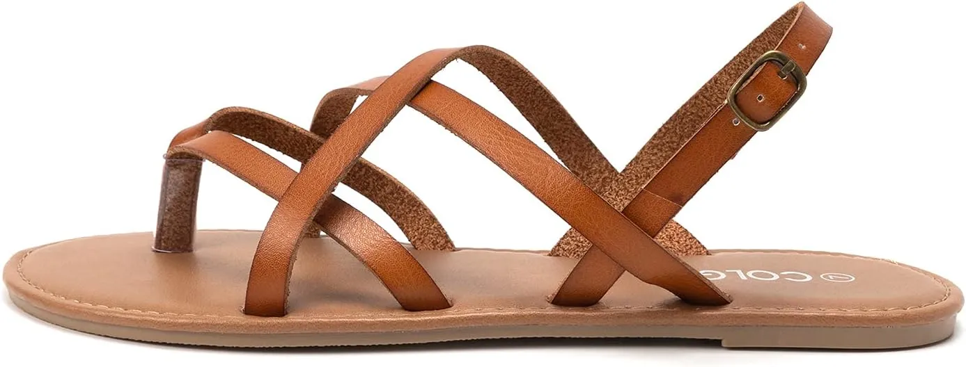 Colgo Women's Summer Strappy Flat Sandals, Adjustable Casual Fisherman Sandal with Open Toe Slingback Gladiator Sandals