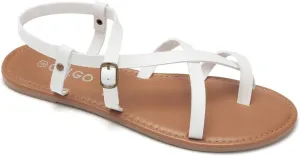 Colgo Women's Summer Strappy Flat Sandals, Adjustable Casual Fisherman Sandal with Open Toe Slingback Gladiator Sandals