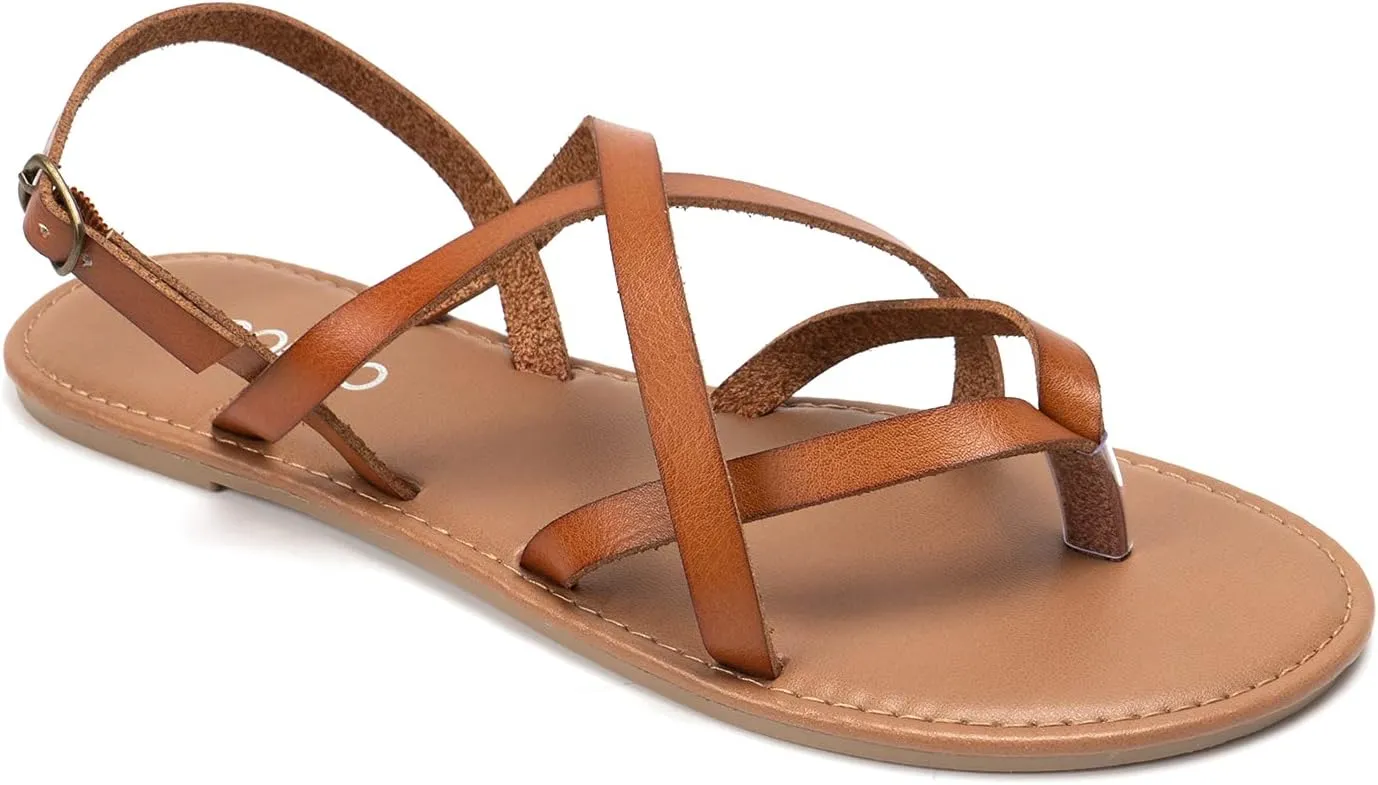 Colgo Women's Summer Strappy Flat Sandals, Adjustable Casual Fisherman Sandal with Open Toe Slingback Gladiator Sandals