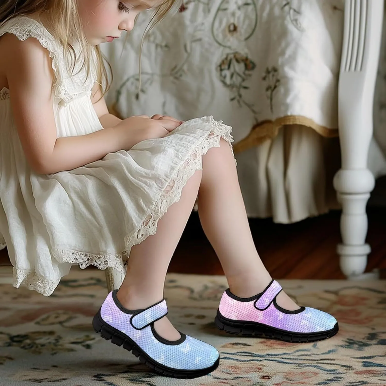 Comfortable Slip-On Sneaker for Girls,Girls'Mary Jane Shoes for Party,Cartoon Walking Flat Shoes for Daily Wear